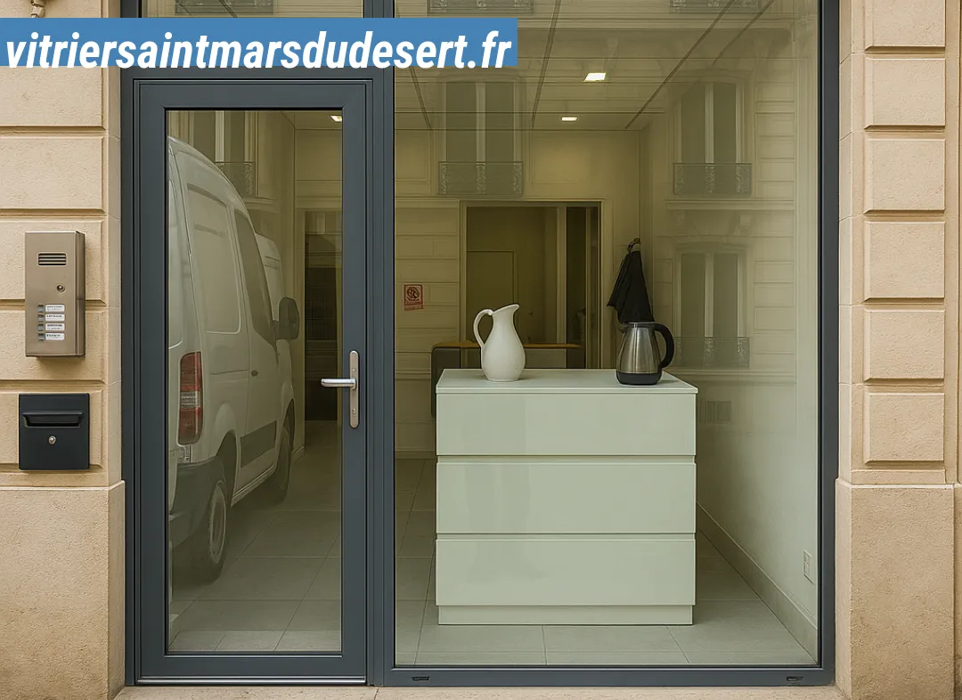 Façade vitrine de magasin en aluminium sur mesure à Saint-Mars-du-Désert